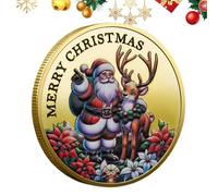 Mbiyhgta Christmas Coin, Santa Claus Coin - Colorful Christmas Keepsake Coin - Double Sided Collectible Souvenir Coin for Christmas Presents, Christmas Desk Decoration for Office