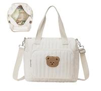 Mbiyhgta Diaper Bag Tote - Bear Pattern Shoulder Storage Bag, Quilted Embroidery Aesthetic Visual, 12x21x35cm Size + Adjustable Webbing Tech, Soft Polyester Cotton Material - for Hospital & Travel