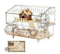 Mbiyhgta Hamster Cage - 2-Layer Clear Chinchilla House - Big Hamster Cage with Water Bottle and Bathroom | for Indoor Outdoor Travel Animal Home Guinea Small Pet Observation