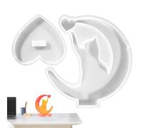 Mbiyhgta Moon Cat Resin Molds, Cat Moon Silicone Molds | Large Crescent Moons & Animal Rabbit Cat Epoxy Casting - Cute Moon Ornament & Cat with Moon, Animal Silicone Craft for Epoxy Resin, Wall Art
