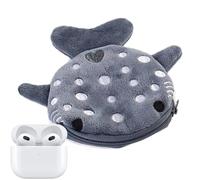 Mbiyhgta Small Shark Coin Purse - Coin Purse for Girls Earphone Storage Bag | Card Wallet for Embroidery Pattern Cartoon Shark, Grey, Se référer au descriptif, Refer to description