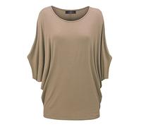 MBJ Womens Scoop Neck Half Sleeve Batwing Dolman Top - Made in USA - Beige -