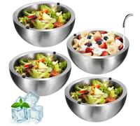 MBJZSL 4 Pack 35oz Dip Chiller Bowl, 304 Stainless Steel Double Walled Party Serving Bowl