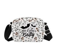 MBMSO Bat Crossbody Bag Spooky Halloween Gifts Just a Little Batty Gothic Floral Purse Gothic Lover Gift Bat Print Canvas Bag, Floral Bat Hb-cb