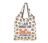 MBMSO Capybara Reusable Grocery Bag Wildlife Lover Gift I Just Really Like Capybaras Foldable Shopping Bag Spirit Animal Gift (Capybara F-Bag)