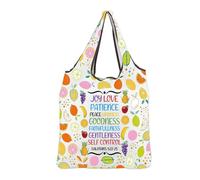 MBMSO Christian Reusable Grocery Bag Christian Biblical Gifts for Women Galatians 5 22-25 Gifts Fruit Pattern Bag Bible Verse Gift (Galatians 5:22-25 F-Bag)