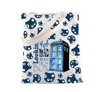MBMSO Dr Who Tote Bag Dr Who Movies Inspired Gift for Doctor Series Fans Looking 4a Mad Man in a Box Bag Blue Police Box Gift, Police Box Tb, M