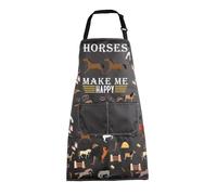 MBMSO Equestrian Apron Horse Lover Gifts for Horse Owner Riders Horses Make Me Happy Horse Apron with Pockets Cowgirl Gifts, Horse Apron-b, Standard