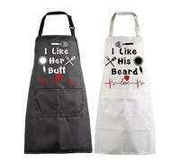 MBMSO Funny Couples Apron Couples Matching Gifts I Like His Beard I Like Her Butt Wedding Gift for Couples His And Hers Apron, Beard&butt Apron Set, Standard