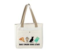 MBMSO Funny Dog Mom Gifts for Women Large Beach Tote Busy Doing Mom Stuff Dog Lover Gift Sarcastic Mom Life Mother's DAY Gift (Mom Stuff TOTE)