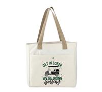 MBMSO Golf Cart Tote Bag Golfing Gifts for Golf Lovers Get in Loser We're Going Golfing Tote Bag for Golfer Golf Player Gifts, Going Golfing Tote