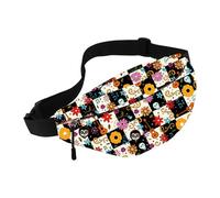 MBMSO Guitar Waist Bag Cartoon Movie Fans Gifts Floral Skull Fanny Pack for Women Men Adjustable Belt Bag Music Merch, Skull Music WB, L, Waist Packs