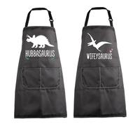MBMSO His and Hers Matching Aprons Funny Hubby Wifey Aprons Hubbasaurus Wifeysaurus Couples Apron Wedding Gifts for Newlywed, Hubbwife Saurus Apron-sets, Standard