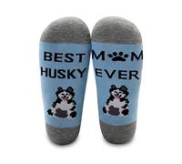 MBMSO Husky Mom Sock Funny Husky Gift 2 Pair Best Husky Mom Ever Sock Lover Gift, 2 Pairs Husky Mom Socks, Large