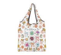 MBMSO Mental Health Gift It's Okay to Reusable Foldable Grocery Bag Positive Affirmation Gift Floral Motivational Folding Bag (It's Okay To F-Bag)