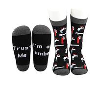MBMSO Plumbing Socks 2 Pairs Trust Me I'm a Plumber Socks Funny Plumber Gift for Men Master Plumber Gift for Pipefitter Socks