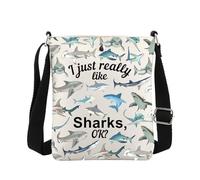 MBMSO Shark Crossbody Bag I Just Really Like Sharks Gifts for Shark Lovers Marine Gifts Ocean Animal Gifts Messenger Bag, Shark Lover Crossbody, Small Crossbody Sling Bag