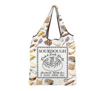 MBMSO Sourdough Reusable Grocery Bags Baked Fresh Daily Sourdough Loaf Gifts Handmade Sourdough Bread Foldable Shopping Bag (Sourdough F-bag)