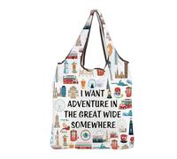 MBMSO Travel Lover Gift London Reusable Shopping Bag London Souvenirs Gifts for Travelers UK Vacation Gift British Travel Bag (London F-Bag)