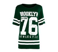 MBN Kids USA American Varsity Baseball Slim Fit Brooklyn 76 Short Sleeve T Shirt Top Brook Black Age 9/10 Years