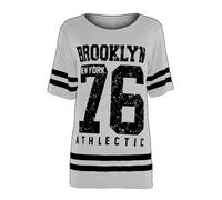 MBN Kids USA American Varsity Baseball Slim Fit Brooklyn 76 Short Sleeve T Shirt Top Brook Grey Age 13 Years