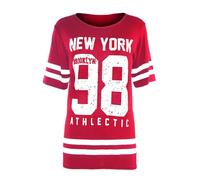 MBN Kids USA American Varsity Baseball Slim Fit Brooklyn 76 Short Sleeve T Shirt Top Newyork 98 Red Age 11/12 Years