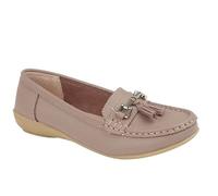 MBN Ladies Real Leather Moccasins Loafer Plimsole Pumps Womens Tassel Flat Shoes Size (Dusky Rose, UK Footwear Size System, Adult, Women, Numeric, Medium, 3)