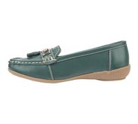 MBN Ladies Wide Fit Shoes Slip On Womens Memory Foam Work Leather Loafer Shoe Size 6 Hunter Green