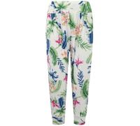 MBN Women Ladies Floral Printed 3/4 Ali Baba Cropped Harem Baggy Leggings Trouser Cream Tropical Print Plus Size (UK 24/26)