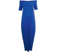 MBN Women Ladies Italian Drape Off The Shoulder Bardot Baggy Short Sleeve Maxi Dress Royal Blue M/L (UK 12/14)