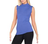 MBN Women Sleeveless Ribbed Knit Stretchy Polo Turtle Neck Tank Top Basics Top Plain Ribbed Top Royal Blue Plus Size (UK 16/18)