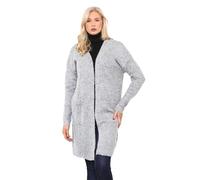 MBN Womens Chunky Plain Oversize Open Front Ladies Pockets Ribbed Jumper Cardigan Cardigan Grey X-Large (UK 14)