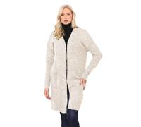 MBN Womens Chunky Plain Oversize Open Front Ladies Pockets Ribbed Jumper Cardigan Cardigan Stone X-Large (UK 14)