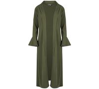 MBN Womens Crepe Bell Ruffle Frill Long Sleeve Open Front Midaxi Cardigan Duster Top Khaki Plus Size (UK 24/26)