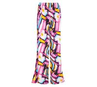 MBN Womens Floral Printed Trousers Ladies Wide Legged Flared Palazzo Pant Leggings Red & Orange Plus Size (UK 16/18)