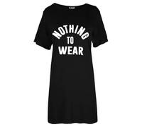 MBN Womens Ladies Nothing to wear Tunic Pullover Oversized Baggy T Shirt Mini Dress Black S/M (UK 8/10)
