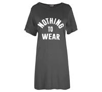 MBN Womens Ladies Nothing to wear Tunic Pullover Oversized Baggy T Shirt Mini Dress Charcoal Plus Size (UK 24/26)