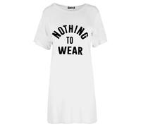 MBN Womens Ladies Nothing to wear Tunic Pullover Oversized Baggy T Shirt Mini Dress White S/M (UK 8/10)
