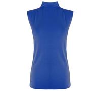 MBN Womens Ladies Sleeveless Plain Polo Turtle High Neck Bodycon Vest T Shirt Top Royal Blue Plus Size (UK 16/18)