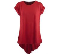 MBN Womens Plain Fishtail Back High Low Dipped Hem Cap Sleeve T Shirt Tee Top Wine S/M (UK 8/10)