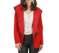 MBN Womens PVC Hem Long Sleeve Zip Pockets Hooded Cardigan Jacket Coat Red Plus Size (UK 16/18)