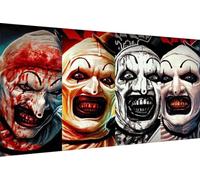 MBNTJHT Halloween Large Diamond Art Kits for Adults Beginner,Horror Clown 5D Full Round Drill Diamond Painting Kits for Adult, Large DIY Gem Art Painting Kit for Holiday Gifts 16x28 Inch.