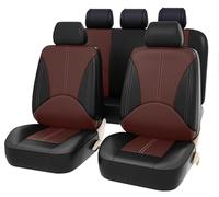 MBROS 9 Pcs Car Seat Covers Full Set for Citroen C3 Picasso 2009 2010 2011 2012 2013 2014 2015 2016 2017, PU Leather Universal Seat Protector Full Set Automobile Interior Accessories,F Black Red