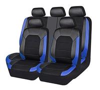 MBROS 9 Pcs Car Seat Covers Full Set for Dacia Sandero Stepway 3.GEN 2.Gen 2012-2025, PU Leather Universal Seat Protector Full Set Automobile Interior Accessories,D Blue