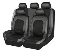 MBROS 9 Pcs Car Seat Covers Full Set for Mercedes-Benz A-Class Sedan A180 A180d A200 A200d, PU Leather Universal Seat Protector Full Set Automobile Interior Accessories,B Grey