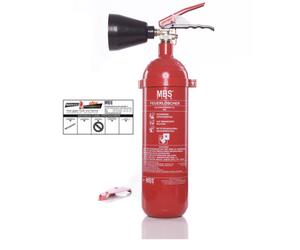 MBS FIRE 2kg CO2 Carbon Dioxide Fire Extinguisher in racket and Plaque