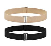 MBSIVSA 2pcs Women Invisible Belts, Adjustable Elastic Belt Women Stretch Belt with Flat Buckle No Show Waist Belts for Jeans Trousers Pants Dresses