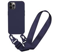 MBSLFY Case Compatible with iPhone 15 Pro Max, Liquid Silicone Protective Phone Case with Strap Adjustable Neck Cord Necklace Soft Cover for iPhone 15 Pro Max, Navy blue