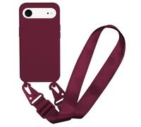 MBSLFY Case Compatible with iPhone 17 Air, Liquid Silicone Protective Phone Case with Strap Adjustable Neck Cord Necklace Soft Cover for iPhone 17 Air, Red