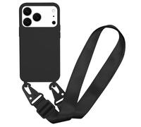MBSLFY Case Compatible with iPhone 17 Pro, Liquid Silicone Protective Phone Case with Strap Adjustable Neck Cord Necklace Soft Cover for iPhone 17 Pro, Black